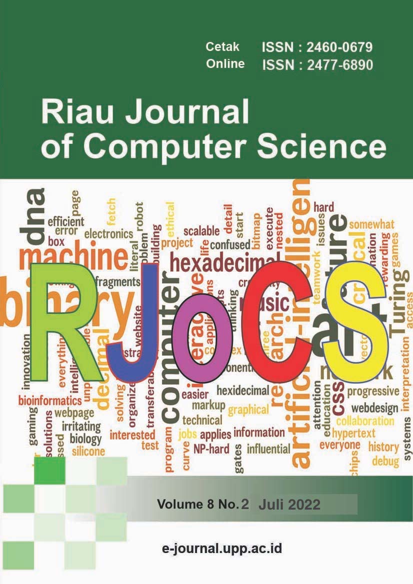 					View Vol. 8 No. 2 (2022): RJOCS (Riau Journal of Computer Science)
				
