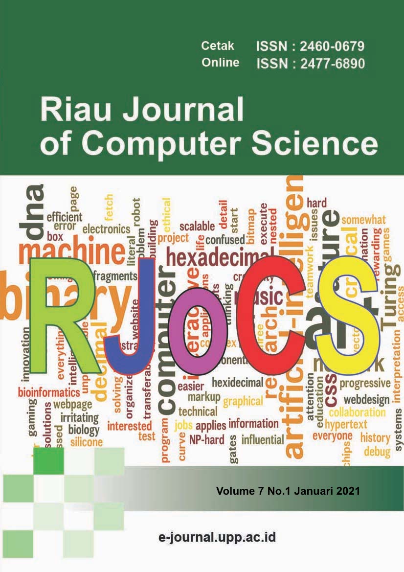 					View Vol. 7 No. 1 (2021): RJOCS (Riau Journal of Computer Science)
				