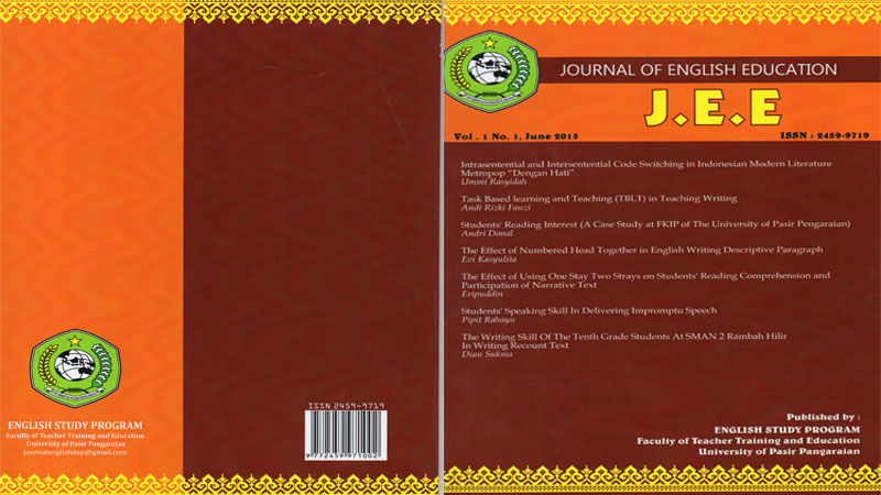 					View Vol. 1 No. 1 (2015): JEE (Journal of English Education)
				