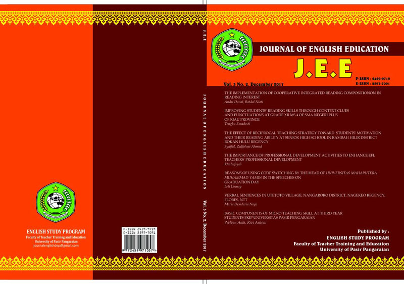 					View Vol. 3 No. 2 (2017): JEE (Journal of English Education) 
				