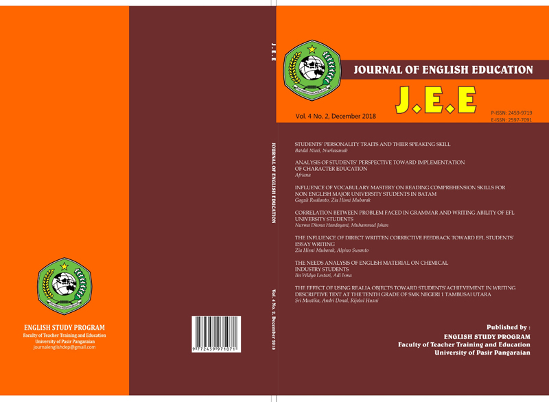 					View Vol. 4 No. 2 (2018): JEE (Journal of English Education)
				